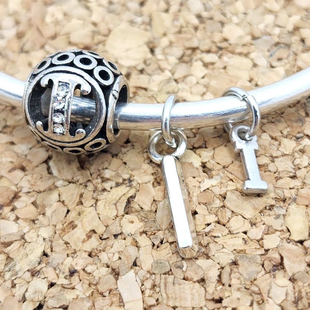 5/$21 Silver Letter I Intial Alphabet Charm For Pandora Bracelets